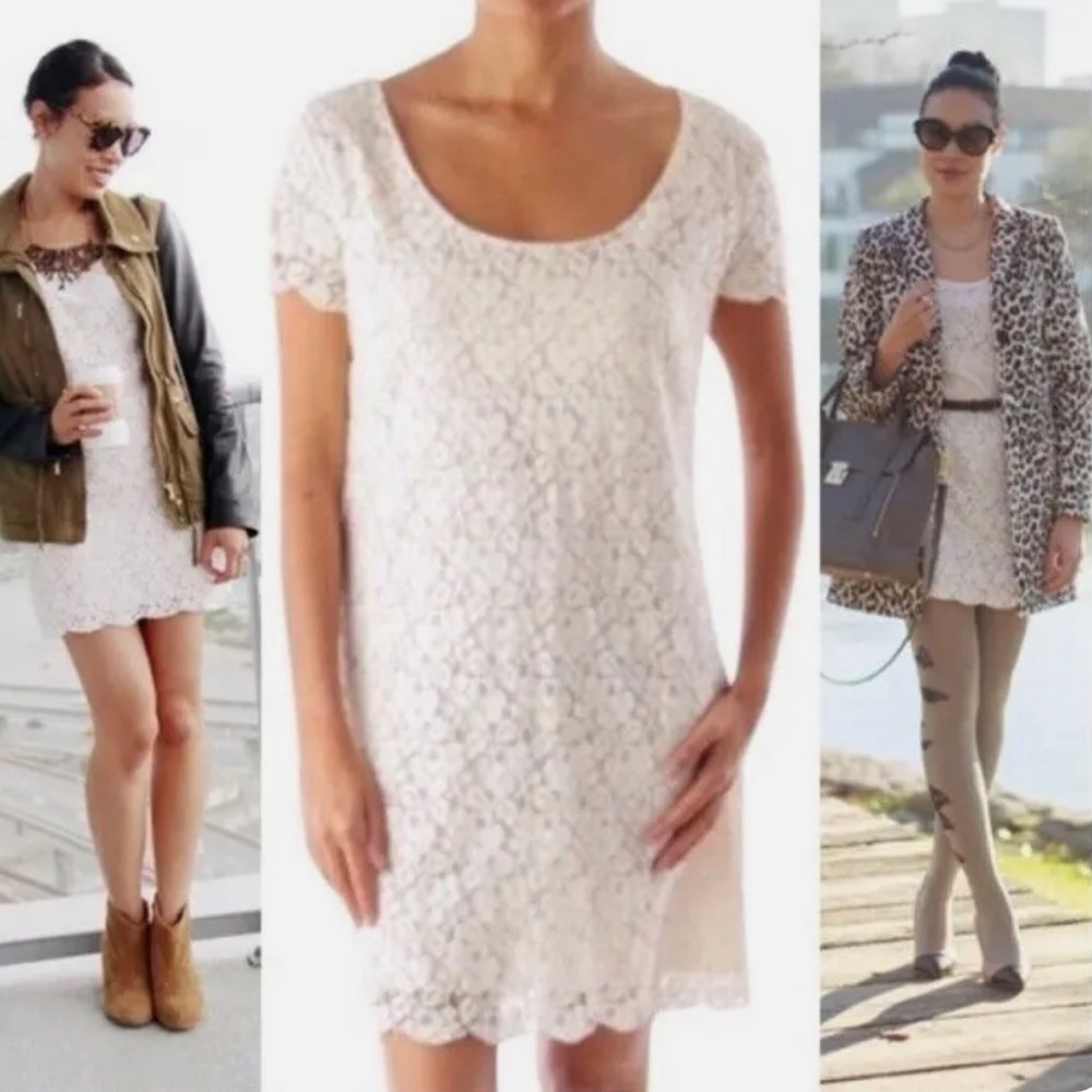 ARITZIA Talula off White powder pink Lace Balletcore Mini Dress  medium